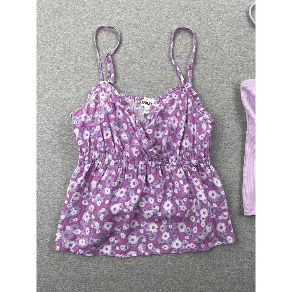 Lot of 2 Nordstrom Tank Tops XS Purple Floral Babydoll & Rib Knit Bodysuit - Picture 3 of 16